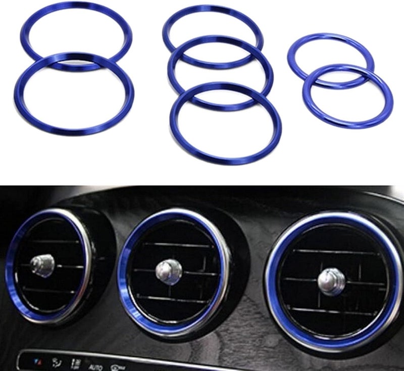 QASULER Car Air Conditioning Vent Trim Rings - Blue - Image 1