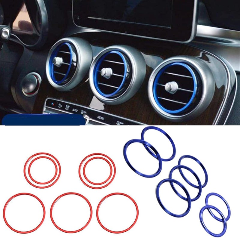 QASULER Car Air Conditioning Vent Trim Rings - Blue - Image 3