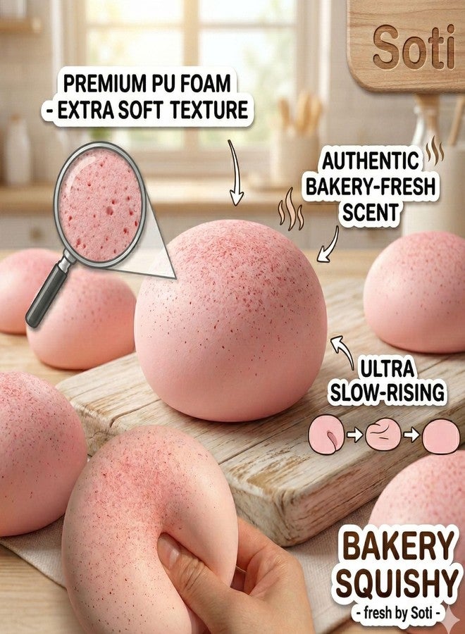 SOTI Bread Butter Squishy Stress Ball, Fun Slow Rising Fidget Toy for ADHD Anxiety Relief, Cute Pink Party Favor Gift & Stocking Stuffer - Image 3