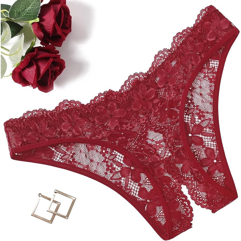 Avidlove Women Lace Panties Floral Lace Briefs Sexy Hollow Out Bow Underwear 1-4 Pack - Image 1