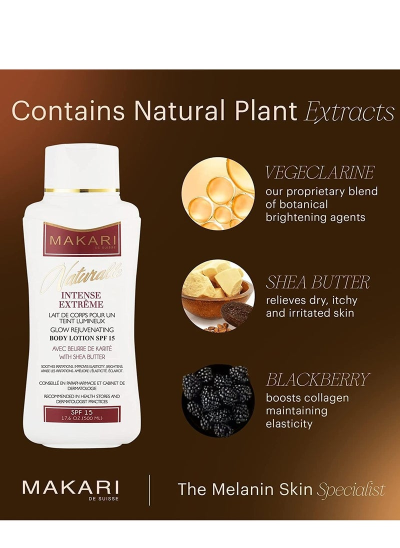 Makari - Naturalle Intense Extreme BODY Lotion Lightening, Toning And Moisturizing Body Cream With Shea Butter & SPF 15 – Anti-Aging And Whitening Treatment for Dark Spots Acne Scars And Wrinkles 500 ML - Image 1