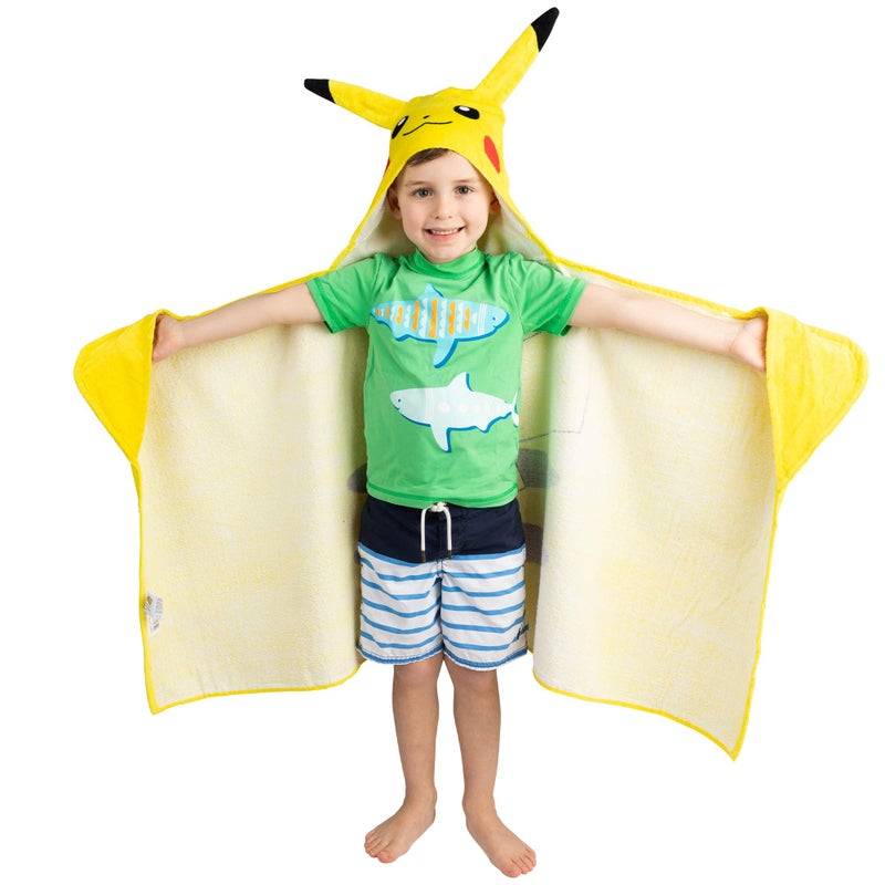 Franco Pokemon Pikachu Bath and Beach Soft Cotton Terry Hooded Towel Wrap, 24" x 50" Franco Kids - Image 2