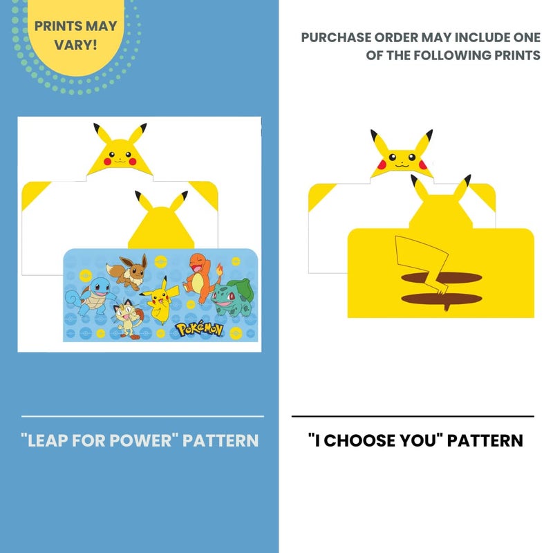 Franco Pokemon Pikachu Bath and Beach Soft Cotton Terry Hooded Towel Wrap, 24" x 50" Franco Kids - Image 3