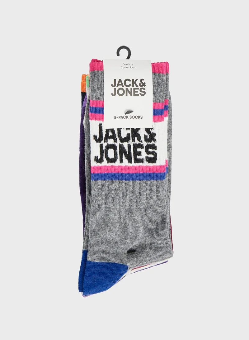 Jack & Jones Junior Youth 5 Pack Assorted Socks