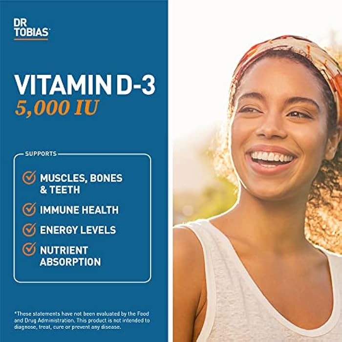 Dr. Tobias Vitamin D3 5000 IU, Essential for Healthy Bones, Teeth, and Immune System, Extra Strength Vitamin D Supplement, Non-GMO, 90 Capsules, 90 Servings - Image 3