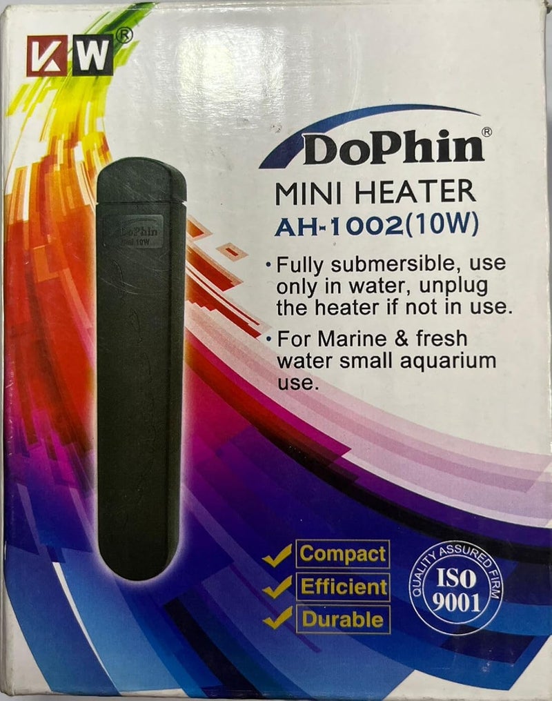 KSH STORE سخان حوض السمك الصغير DoPhin AH-1002، 10 واط قابل للغمر، متوافق مع المياه البحرية والعذبة، للحاويات حتى 10 لتر/2.5 جالون (10 واط) - Image 5