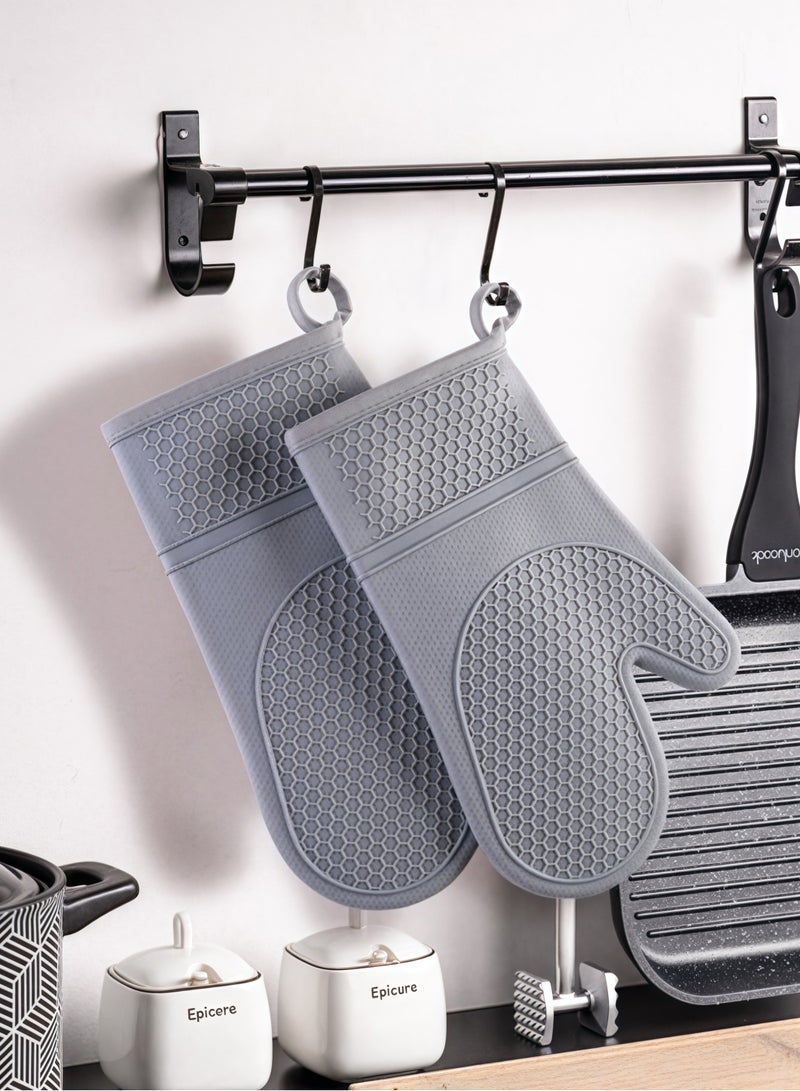 Anti-scalding heat insulation gloves kitchen silicone honeycomb silicone anti-scalding gloves kitchen baking special oven anti-scalding heat insulation gloves kitchen supplies  - Image 1