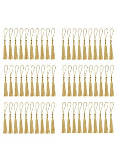 GUSGU 100pcs Silky Handmade Soft Tassels 13cm Floss Bookmark Tassels with 5cm Cord Loop for Jewelry Making, DIY Projects, Bookmarks  Light Gold  - Image 1