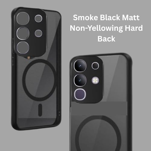 MAGICHUB Hybrid Shockproof Back Cover Case for iQOO Z10x 5G / Vivo T4x 5G | Hard Back Cover Case (PC & TPU, MagSafe Compatible, Translucent Smoke Matte Back, Black Sides) - Image 5