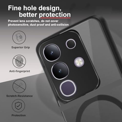 MAGICHUB Hybrid Shockproof Back Cover Case for iQOO Z10x 5G / Vivo T4x 5G | Hard Back Cover Case (PC & TPU, MagSafe Compatible, Translucent Smoke Matte Back, Black Sides) - Image 4