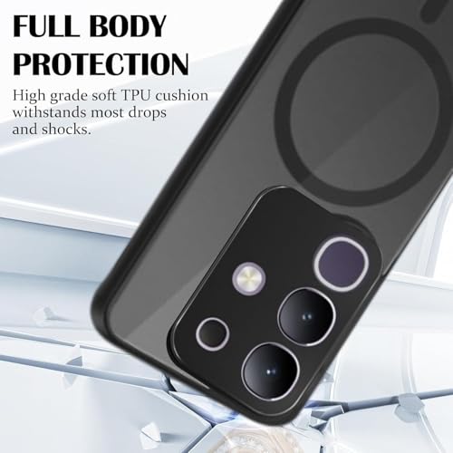 MAGICHUB Hybrid Shockproof Back Cover Case for iQOO Z10x 5G / Vivo T4x 5G | Hard Back Cover Case (PC & TPU, MagSafe Compatible, Translucent Smoke Matte Back, Black Sides) - Image 3