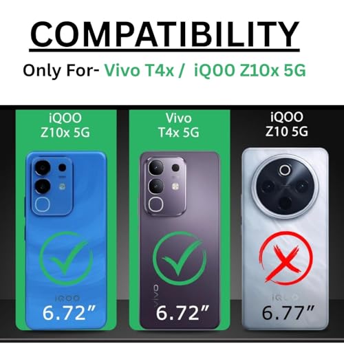 MAGICHUB Hybrid Shockproof Back Cover Case for iQOO Z10x 5G / Vivo T4x 5G | Hard Back Cover Case (PC & TPU, MagSafe Compatible, Translucent Smoke Matte Back, Black Sides) - Image 2