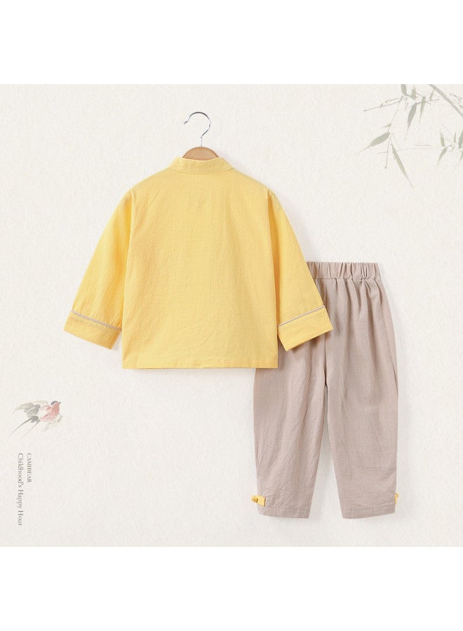 Boys' Autumn Retro Tang Suit 2-piece Set Children's Mid-autumn Festival Performance - Image 4