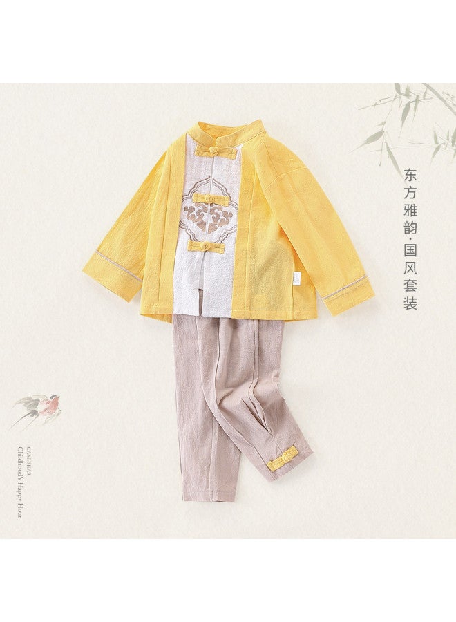 Boys' Autumn Retro Tang Suit 2-piece Set Children's Mid-autumn Festival Performance - Image 2