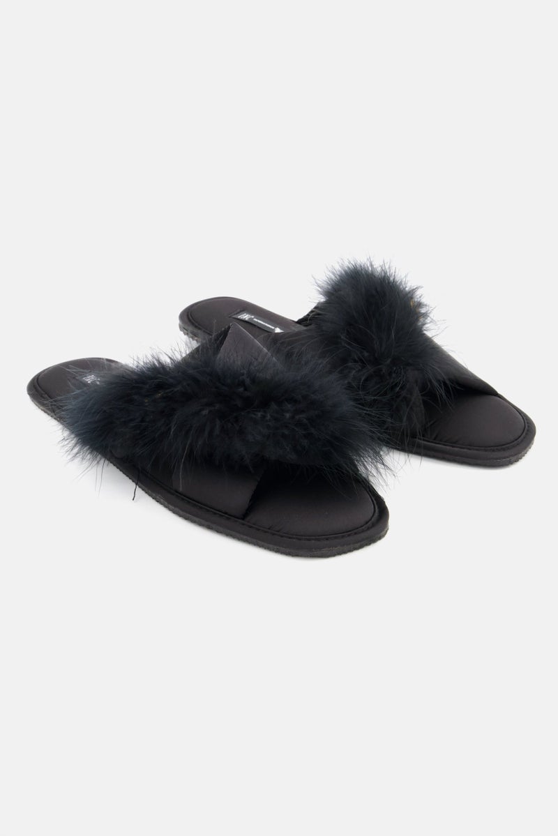 INC Women Slip On Open Toe Slipper, Black - Image 1