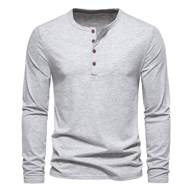 Men'S Long-Sleeved Shirt Generation New Men'S Color Matching Four-Button Henry Long-Sleeved T-Shirt D33 - Image 3