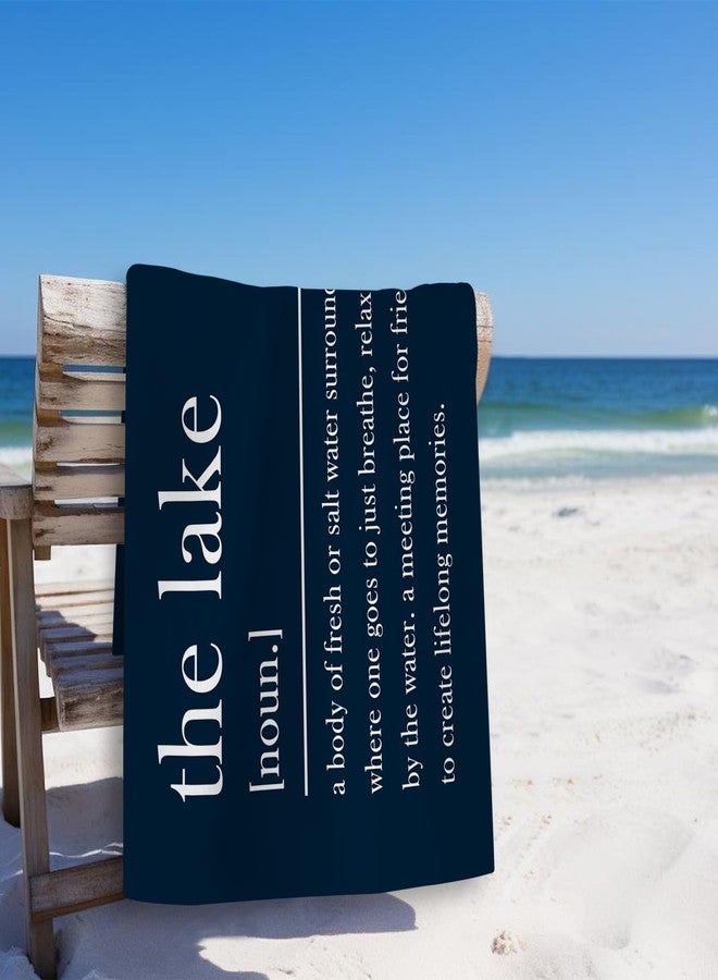 Tzhim Lake Beach Towel, Lake Decor Pool Towels, Navy Blue Lake Sand Towel Large Bath Towels Gifts for Women Men, Lake House Decor, Gifts for Lake Lovers, Coastal Bathroom Decor, 29x60in - Image 2