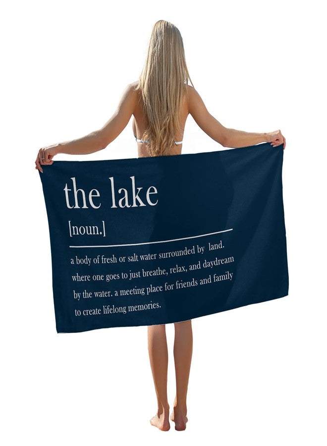 Tzhim Lake Beach Towel, Lake Decor Pool Towels, Navy Blue Lake Sand Towel Large Bath Towels Gifts for Women Men, Lake House Decor, Gifts for Lake Lovers, Coastal Bathroom Decor, 29x60in - Image 1