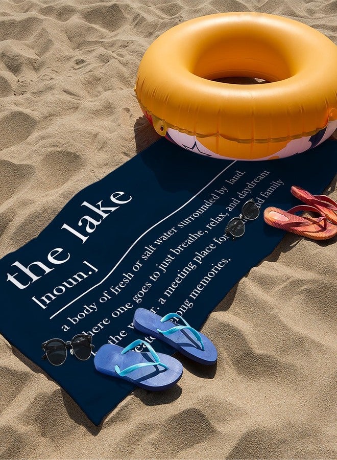 Tzhim Lake Beach Towel, Lake Decor Pool Towels, Navy Blue Lake Sand Towel Large Bath Towels Gifts for Women Men, Lake House Decor, Gifts for Lake Lovers, Coastal Bathroom Decor, 29x60in - Image 3