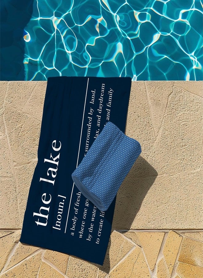 Tzhim Lake Beach Towel, Lake Decor Pool Towels, Navy Blue Lake Sand Towel Large Bath Towels Gifts for Women Men, Lake House Decor, Gifts for Lake Lovers, Coastal Bathroom Decor, 29x60in - Image 5