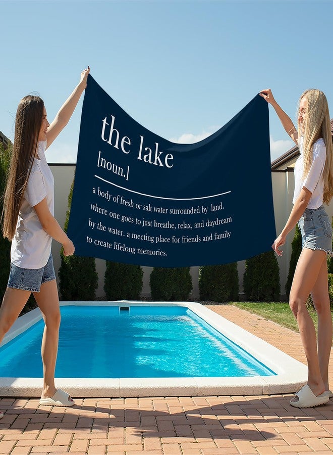 Tzhim Lake Beach Towel, Lake Decor Pool Towels, Navy Blue Lake Sand Towel Large Bath Towels Gifts for Women Men, Lake House Decor, Gifts for Lake Lovers, Coastal Bathroom Decor, 29x60in - Image 4