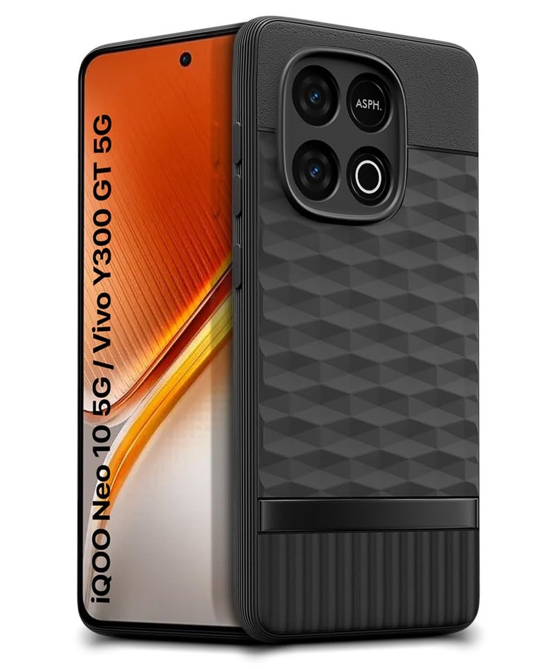 WOW Imagine غطاء خلفي WOW IMAGINE لجهاز iQOO Neo 10 5G بتصميم هيكسا كيوب | غلاف مطاطي فائق النحافة | قماش مخملي داخلي | غلاف سيليكون مرن غير لامع | حماية الكاميرا - أسود - Image 2
