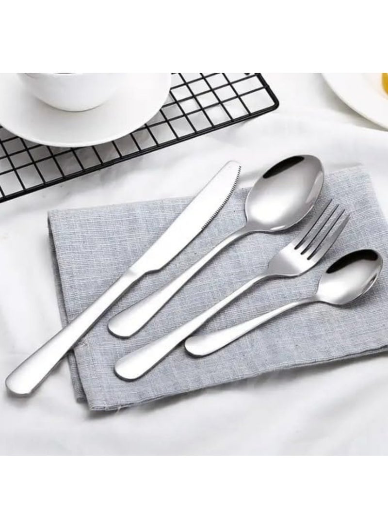 بريتيش شيف 24 قطعة من أدوات المائدة/أدوات المائدة المصنوعة من الفولاذ المقاوم للصدأ مع حامل | مجموعة أدوات المائدة المصقولة بالمرآة | طقم أدوات مائدة مكون من 6 ملاعق / 6 ملاعق شاي / 6 سكين / 6 شوكة | BC320 فضي 23x14x12 سم - Image 5