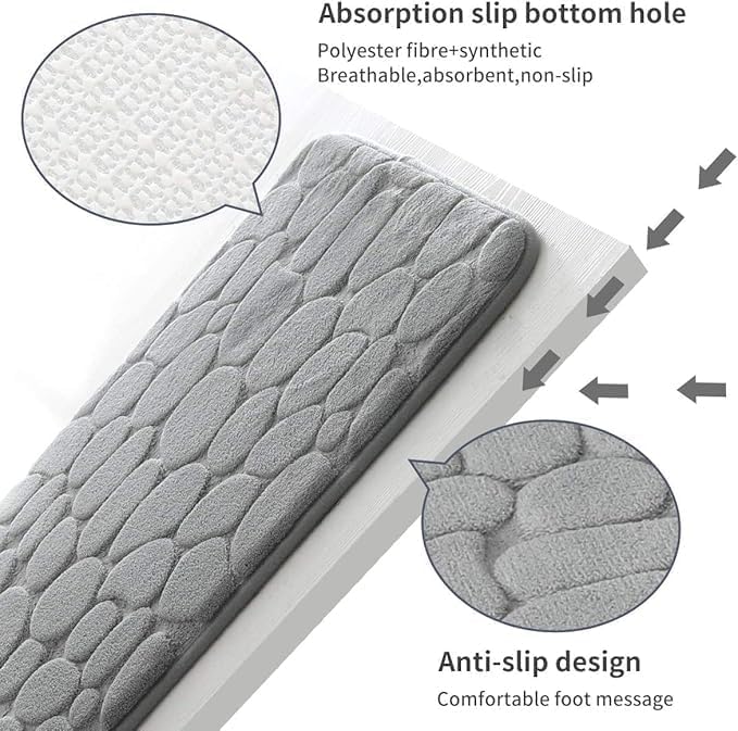 PARABRAHMA Water Absorbing Stone Bathroom MatBathroom Rug Shower Mat Decorative NonSlip for Door MatHome Floor Mat Water Absorbent and Machine Washable for Bathroom Laundry Kitchen - Image 3