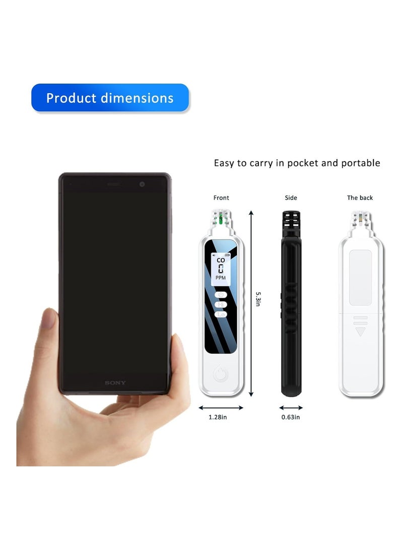 Portable Carbon Monoxide Detector - Mini Travel CO Alarm with 0-1000 PPM Detection Range, Professional-Grade CO Monitor for Home and Travel Air Quality Safety.