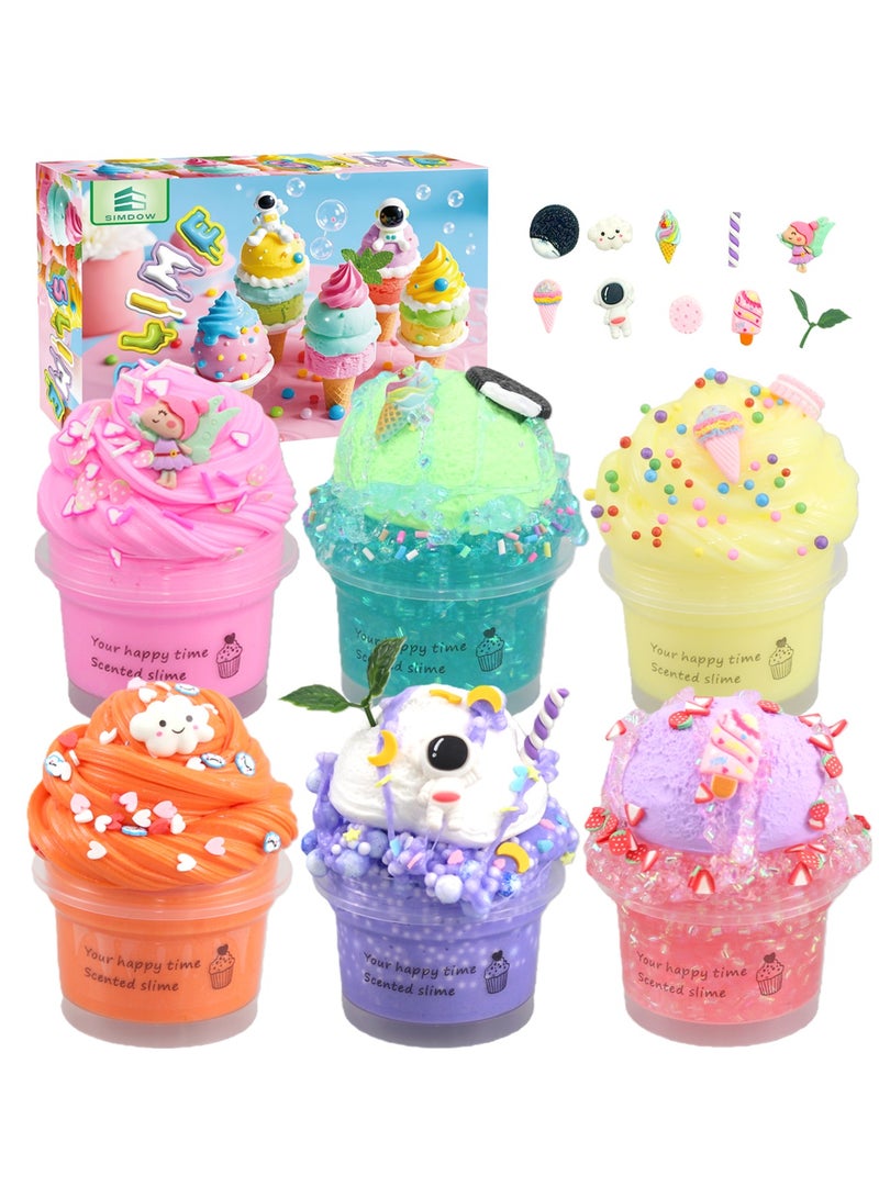 سيمدو طقم سلايم سحابي 6 عبوات للبنات من عمر 5-12 سنة، طقم سلايم مع معجون سحابي للهدايا والحقائب، أفكار هدايا عيد ميلاد للبنات - Image 1