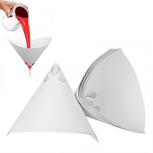 Serplex® 50-Count Paint Paper Funnel 100 Mesh Single Use Paint Filter Funnel Paper Cone Paint Filter for Spray Gun, Varnish, Resin, Woodworking, Auto Body Shop - Image 1