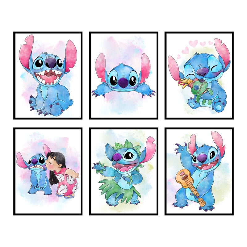 HOME TROVE  Stitch Room Decor - Stitch Poster, Stitch Decor, Stitch Wall Decor, Lilo and Stitch Bedroom Decor, Stitch Decorations for Room, Lilo and Stitch Decor, Nursery - 6 Pack (8x10”) Unframed - Image 2