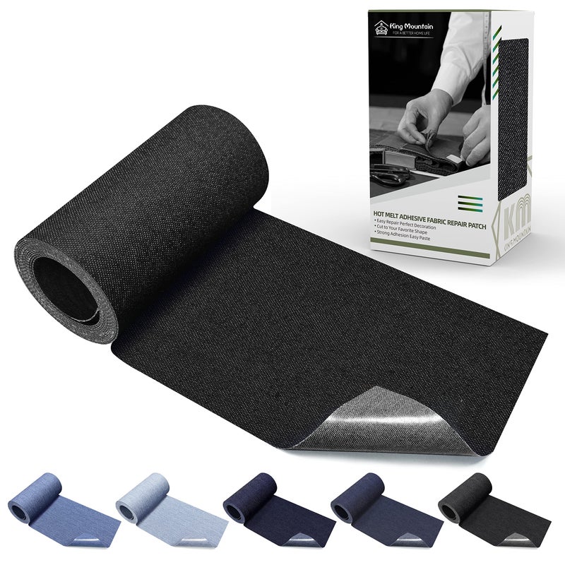KING MOUNTAIN Ironon Repair Patch3x60100 Cotton Denim Ironon Repair Patch Jeans and Clothing Repair and Decoration Kit Black