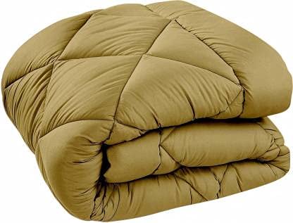 TUNDWAL'S TUNDWALS Microfibre 200 GSM Reversible Solid Double ComforterBlankets for WintersQuiltsDuvets CoffeeGolden Microfibre - Image 3