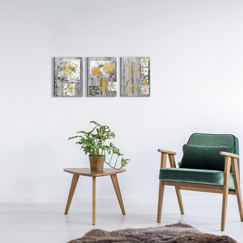 Kalormore Abstract Yellow Flowers Canvas Wall Art - Image 4