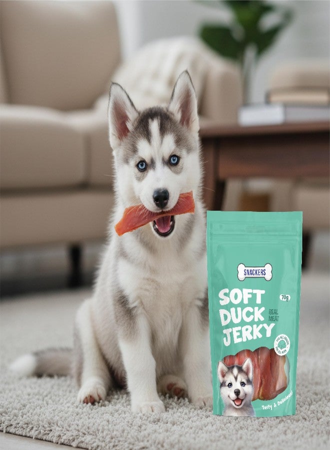 Snackers Soft Duck Jerky, Dog Treats Pack of 3 (70g Each) | Natural High Protein Chews for Dental Health, Strong Muscles & High Energy | Healthy & Tasty Snacks for Puppies & Adult Dogs - Image 2