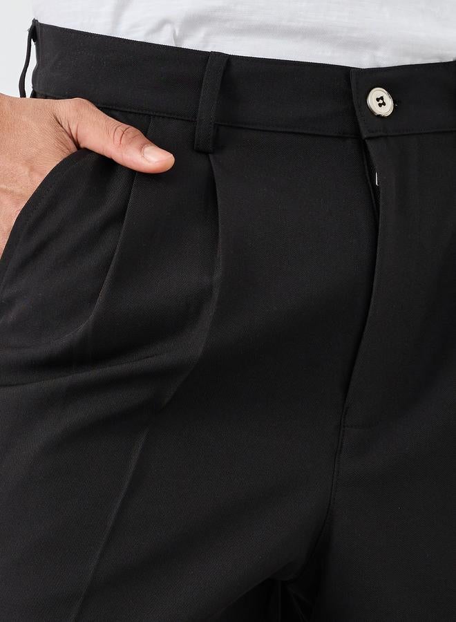 ستايلي بنطلون رجالي أسود واسع بطيات مزدوجة - Image 3