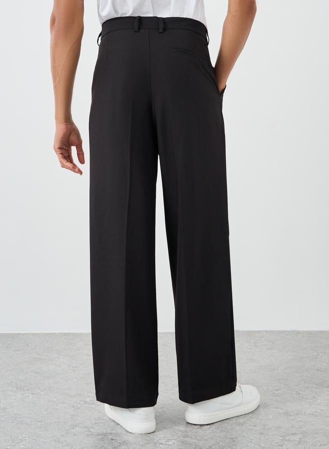 ستايلي بنطلون رجالي أسود واسع بطيات مزدوجة - Image 4