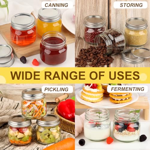 Comrzor 30 Pack Mason Jars 8 oz with Regular Lids and Bands, Small Mason Jars, Half Pint Canning Jars for Jelly Jam Honey DIY Crafts - Image 4