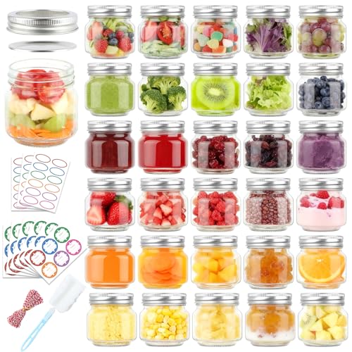 Comrzor 30 Pack Mason Jars 8 oz with Regular Lids and Bands, Small Mason Jars, Half Pint Canning Jars for Jelly Jam Honey DIY Crafts - Image 1