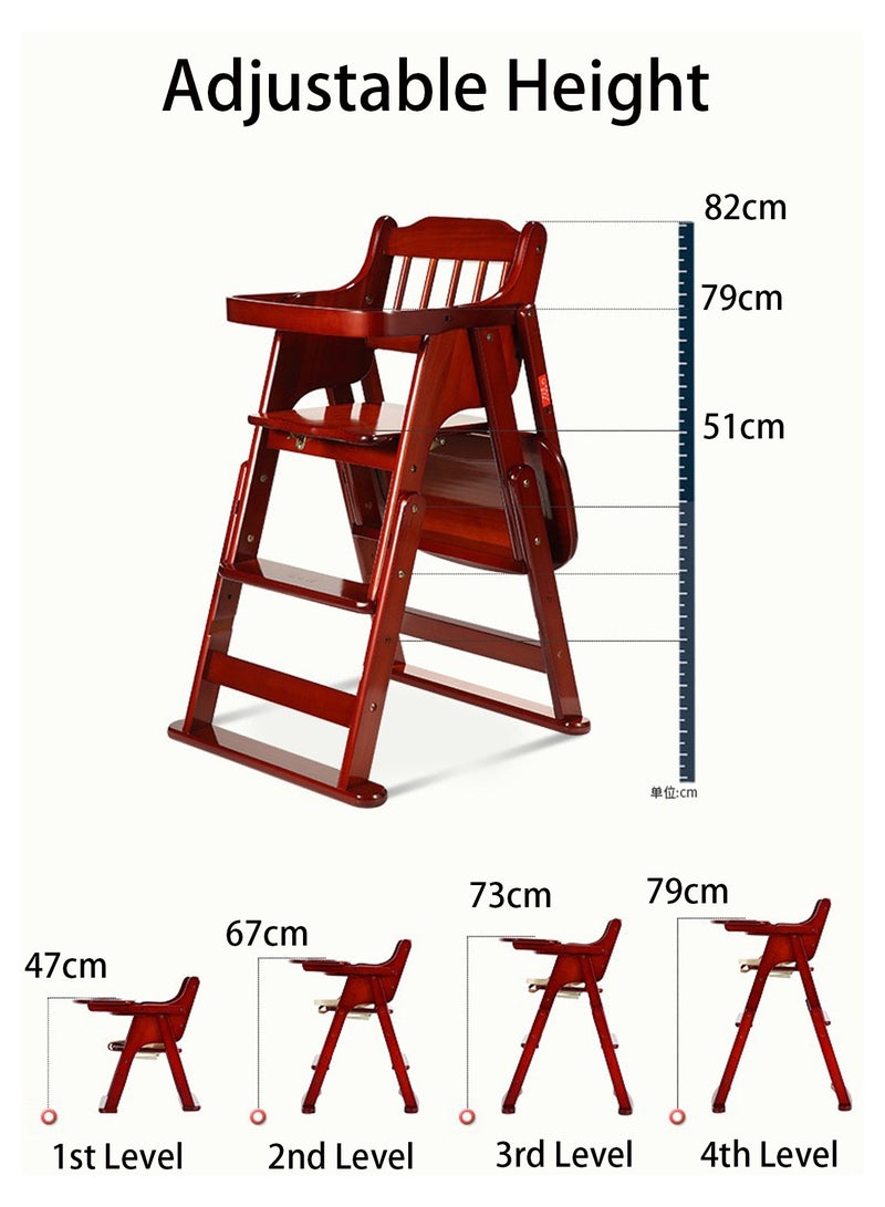 GT-Wheel Baby High Chair Wooden Design Foldable Dinning Chair with Adjustable Height - Image 3