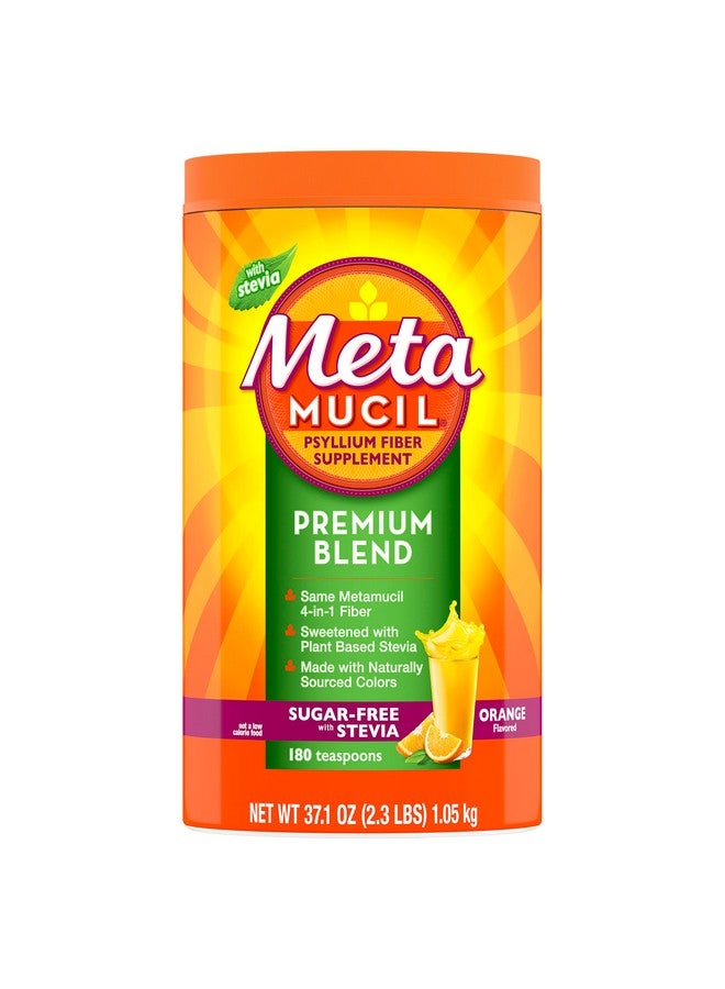 Metamucil Premium Blend Daily Psyllium Fiber Powder Supplement 4In1 Fiber For Digestive Health Sugarfree With Stevia Plant Based Fiber Orange Flavored 180 Servings - Image 1