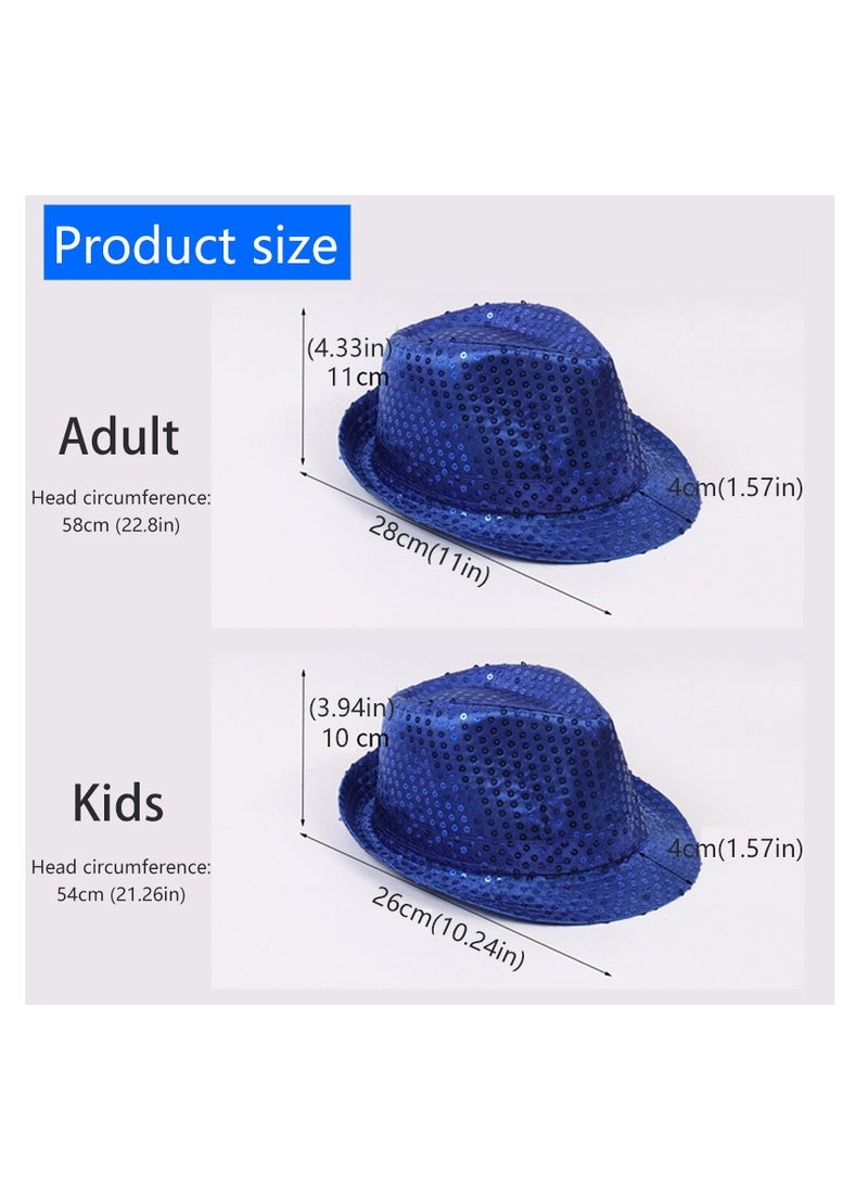 6 Pieces Western Sequin Hat Glitter Solid Color Dance Hat Retro Disco Unisex Costume Cap for Latin Jazz Mardi Gras Cosplay Prom Costume Party Accessory（Adult） - Image 4