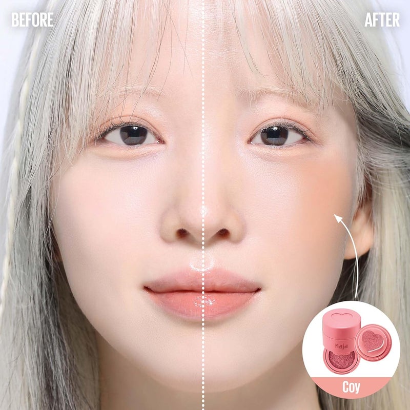 KAJA Cheeky Stamp Blush – Coy - Heart-Shaped Cushion Blusher with Buildable Color, Lightweight & Blendable Formula, Travel-Friendly K-Beauty Design, 5 g - Image 4