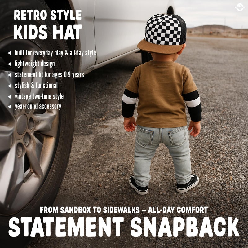 Funky Junque Baby Flat Brim Hat - Checker/Faux Leather Brim: X-Small (0-12 Months) - Image 5