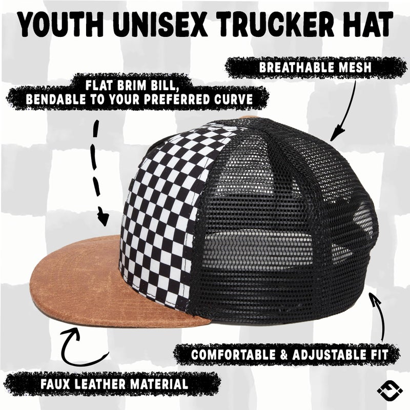 Funky Junque Baby Flat Brim Hat - Checker/Faux Leather Brim: X-Small (0-12 Months) - Image 4
