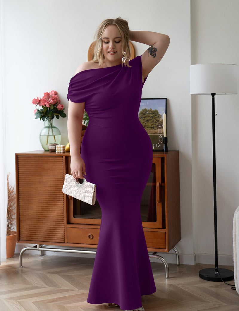 YMDUCH Women's Elegant Sleeveless Off Shoulder Bodycon Long Formal Party Evening Dress Purple - Image 5