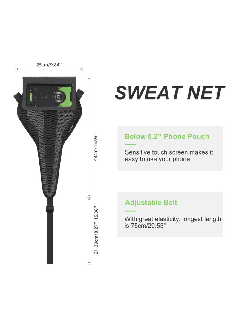 SYOSI - Bicycle Trainer Sweat Net Bike Sweat Guard with Phone Pouch Bike Sweat Catcher Net Sweat Protector for Indoor Cycling Training Compatible with iPhone 12 11 Phones Below 6.2’’ - Image 1