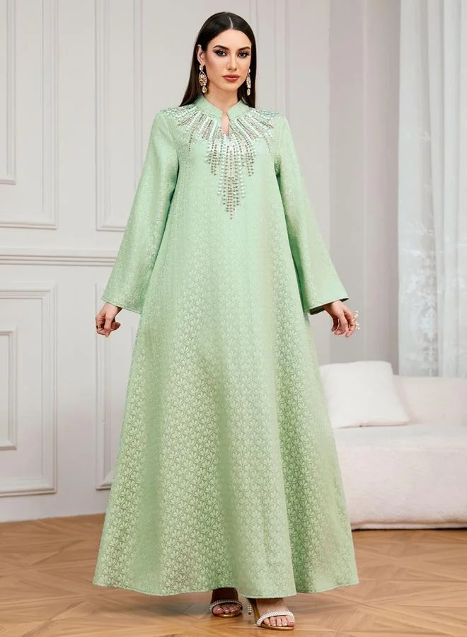 تايك تو جلابية بتفاصيل مزينة وقماش بارز الملمس