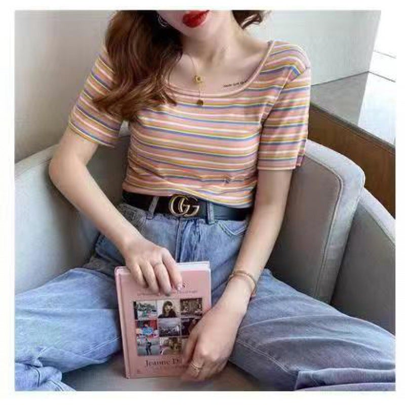 Net red cotton short sleeve T-shirt women's summer 2024 new loose design sense half sleeve student jacket wholesale foreign trade - Image 2